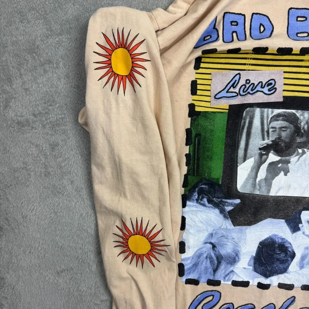Bad Bunny x Coachella Shirt Mens Large Beige Cotton Graphic Print Long Sleeve - Picture 6 of 12